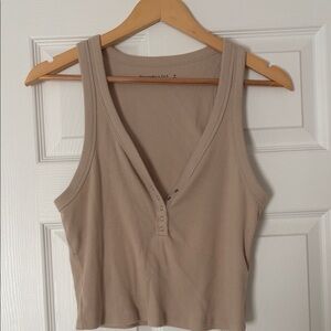 Abercrombie & Fitch Women's Beige Buttoned Tank Top